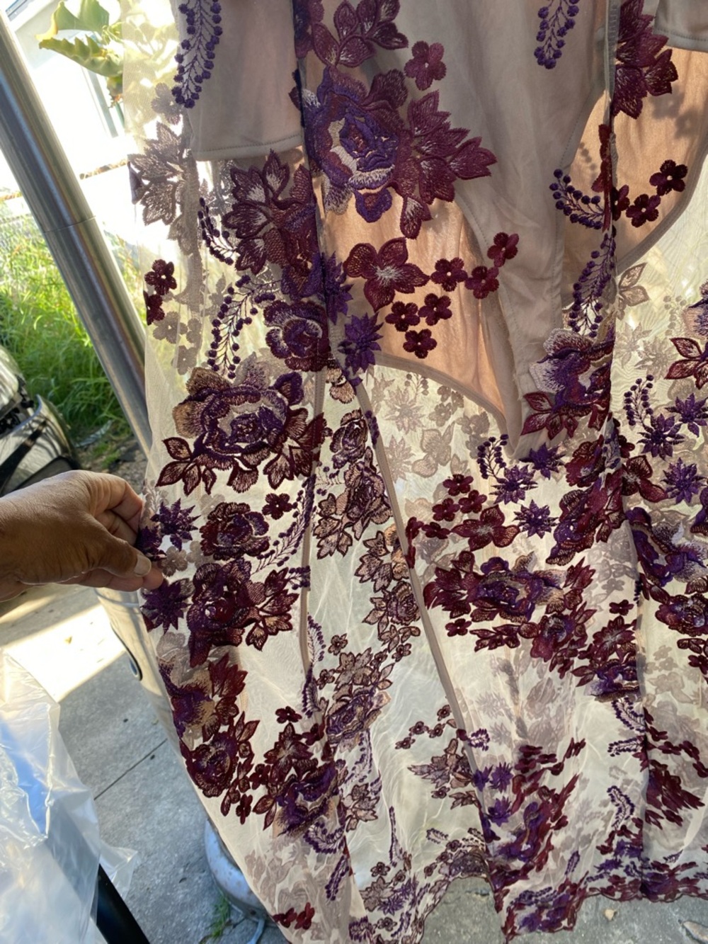 Sleeveless Floral Embroidered Maxi Dress in Purple - Picture 4 of 6
